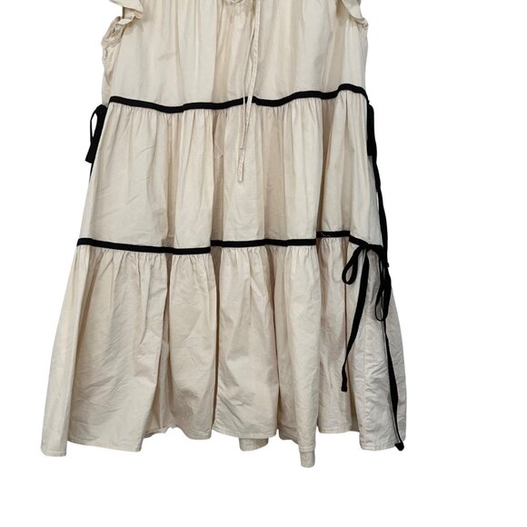 Sofie the label Ruffle Sleeve Tiered Mini Dress With Black Trim/Tie Detail Large - Picture 11 of 12